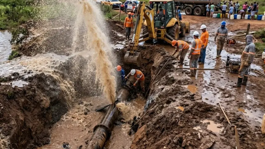 Rompimento de adutora afeta abastecimento de água em Goianésia