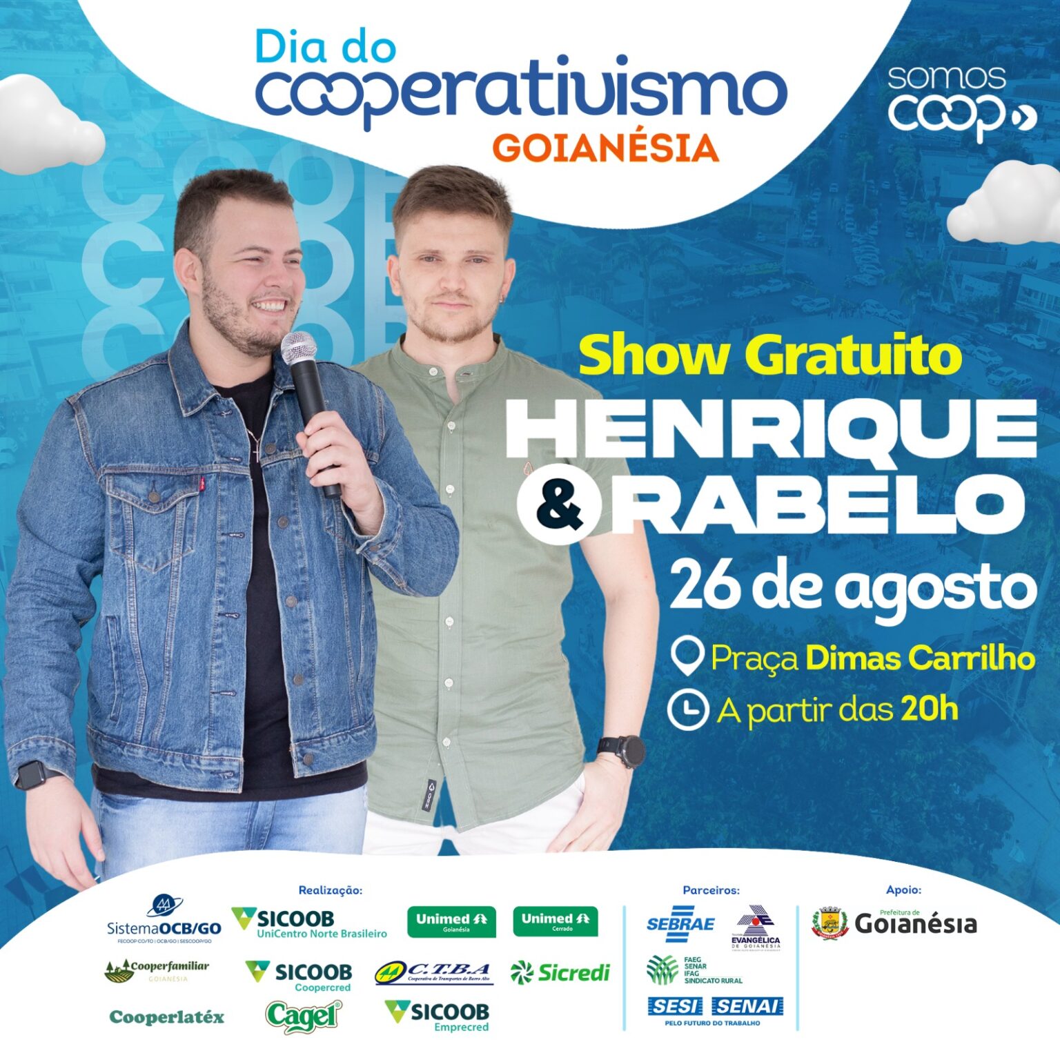 Dupla Henrique e Rabelo é atração do Dia do Cooperativismo de Goianésia