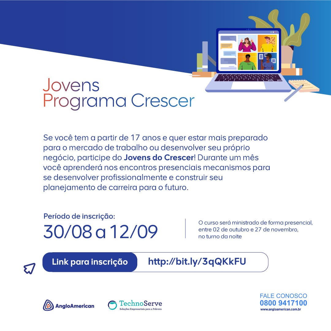 Programa Crescer da Anglo American oferece capacitação para jovens em Niquelândia (GO) 
