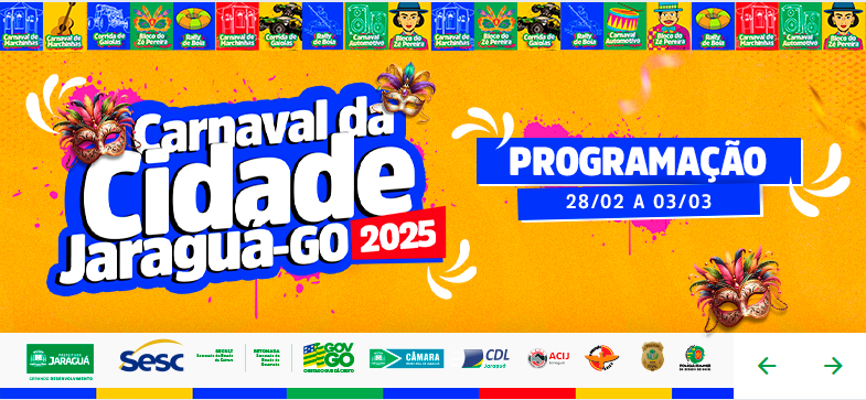 Carnaval 2025 de Jaraguá térá vários eventos musicais e esportivos